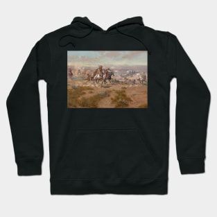 Native American Warriors Attacking The Settlers - Vintage Western American Art Hoodie